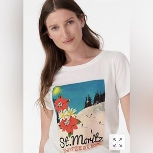 J.CREW St. Moritz Graphic Cotton Tee T-Shirt 100% Cotton Size XXS